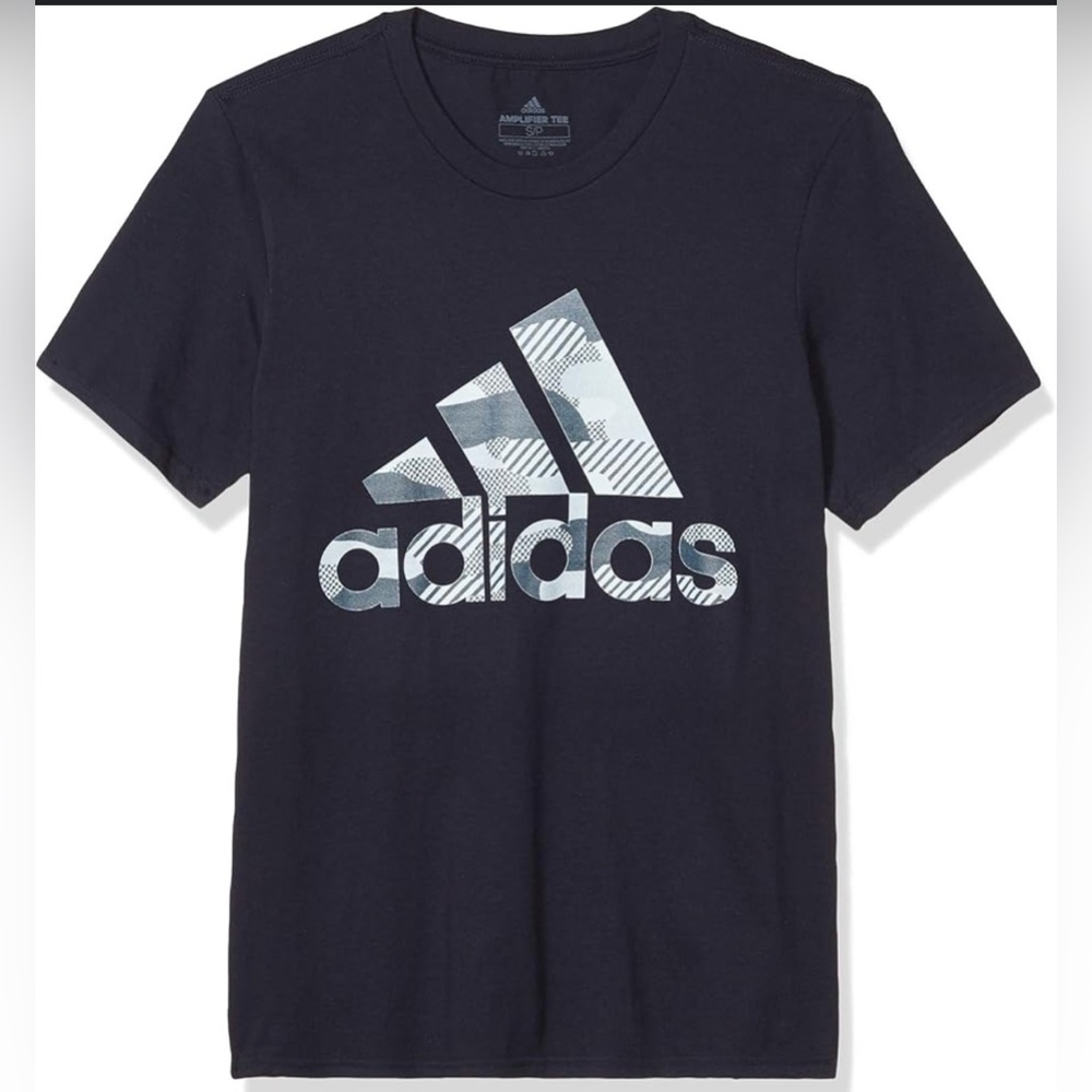 Adidas Navy Short Sleeve Amplifier Tee with Iconic Logo